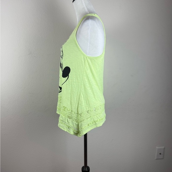 Disney‎ Minnie Mouse Tank Top Neon Green Lace Hem Women’s Size L - Picture 5 of 13